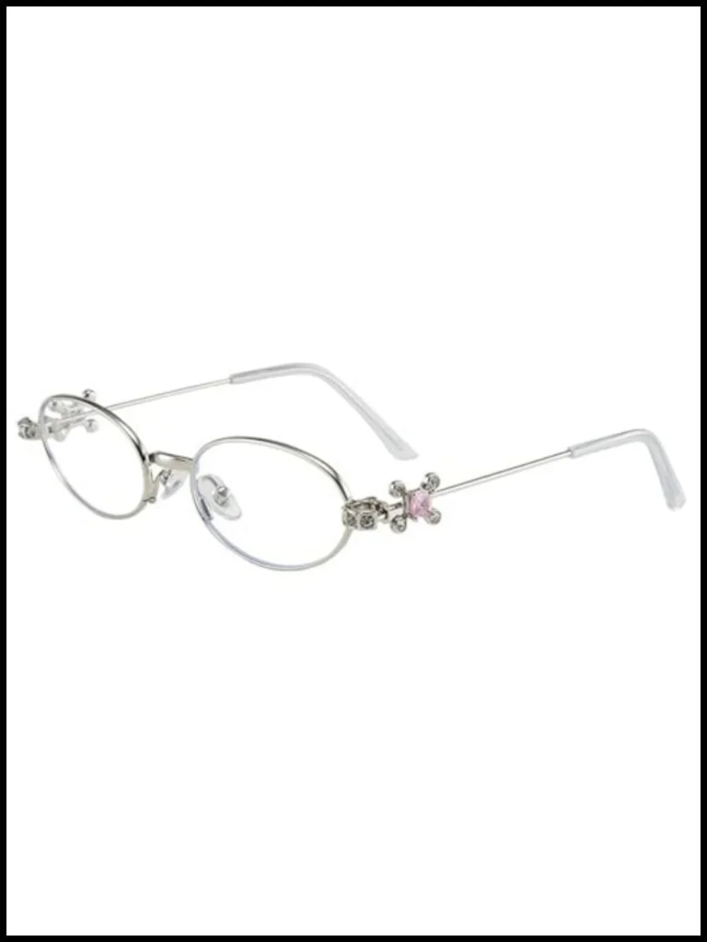 Rhinestone Oval Sunglasses with Metal Frame UV400 Protection